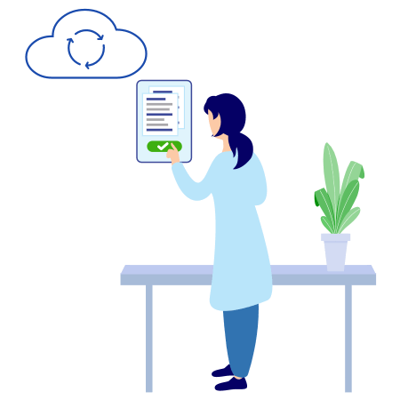 Clinician using Augmedix to finalize patient visit notes